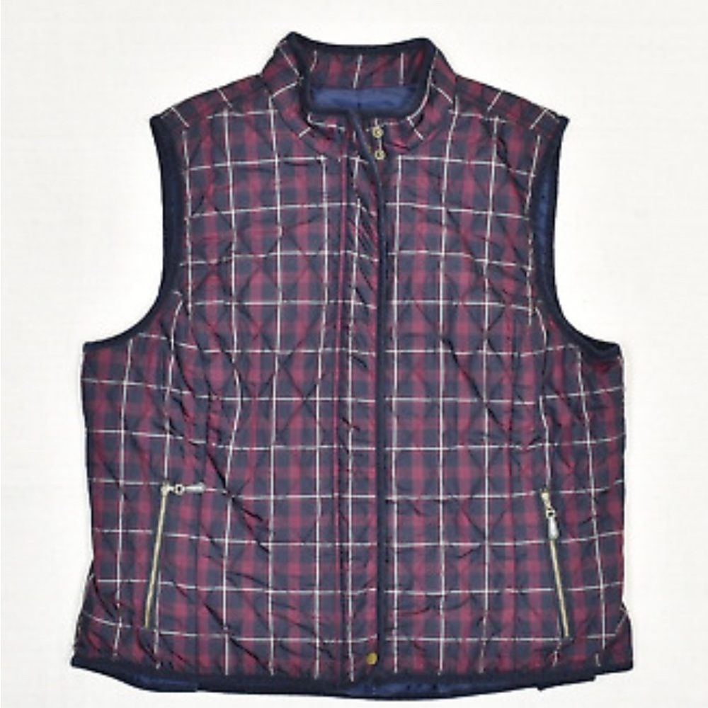 Women’s Talbots Tartan Plaid quilted vest size Large